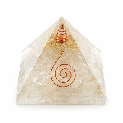 Natural Selenite Crystal Pyramid – side profile showing the pyramid height and slope
