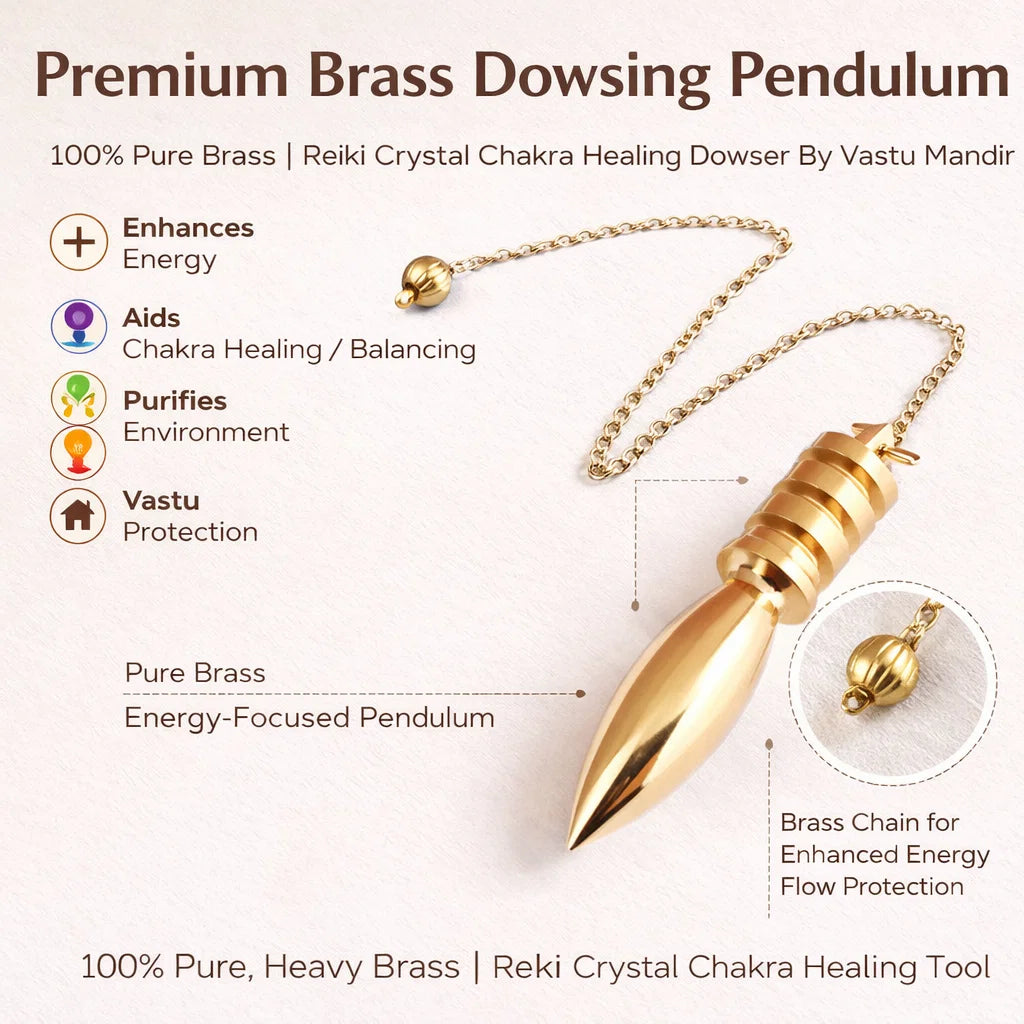 Brass four-plated pendulum infographic showing its tapered four-section design