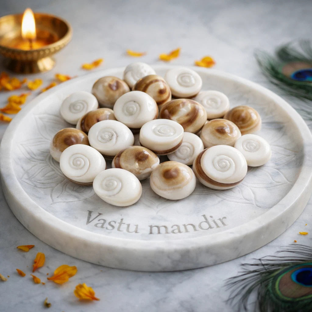 Gomti chakra shells shown in a close styled product view
