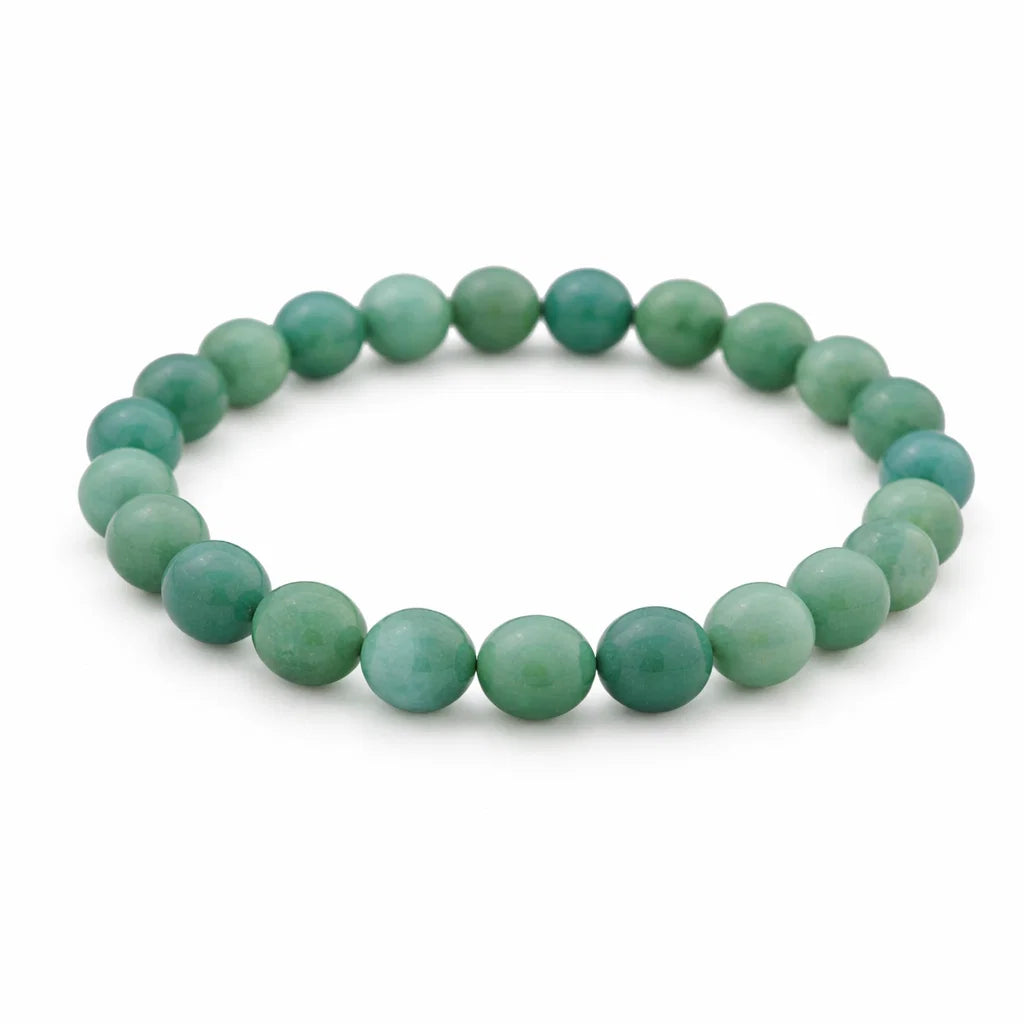 Natural amazonite crystal bracelet centred in a clean product photograph
