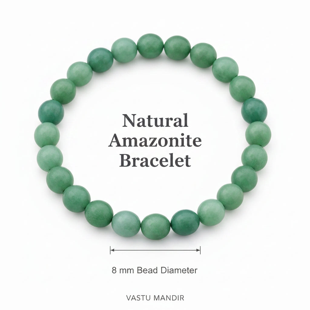 Natural amazonite crystal bracelet in a close white-background bead view