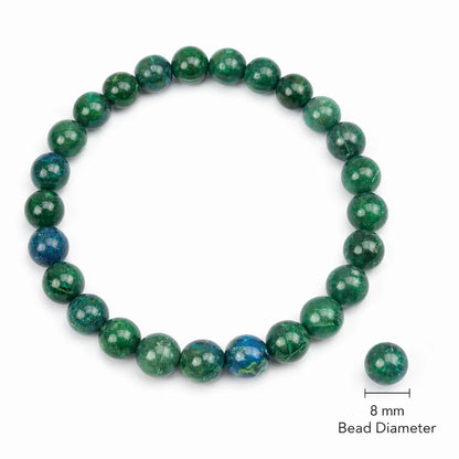 Natural azurite crystal bracelet centred in a clean product photograph