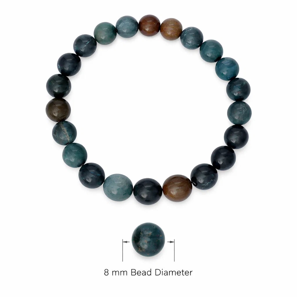 Natural bloodstone crystal bracelet in a close white-background bead view