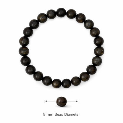 Natural bronzite crystal bracelet in a close white-background bead view