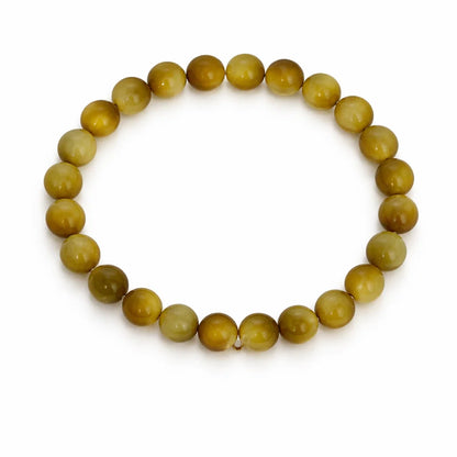 Natural cat's eye crystal bracelet in a close white-background bead view