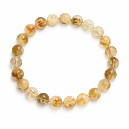 Natural citrine crystal bracelet with round beads on a clean white background