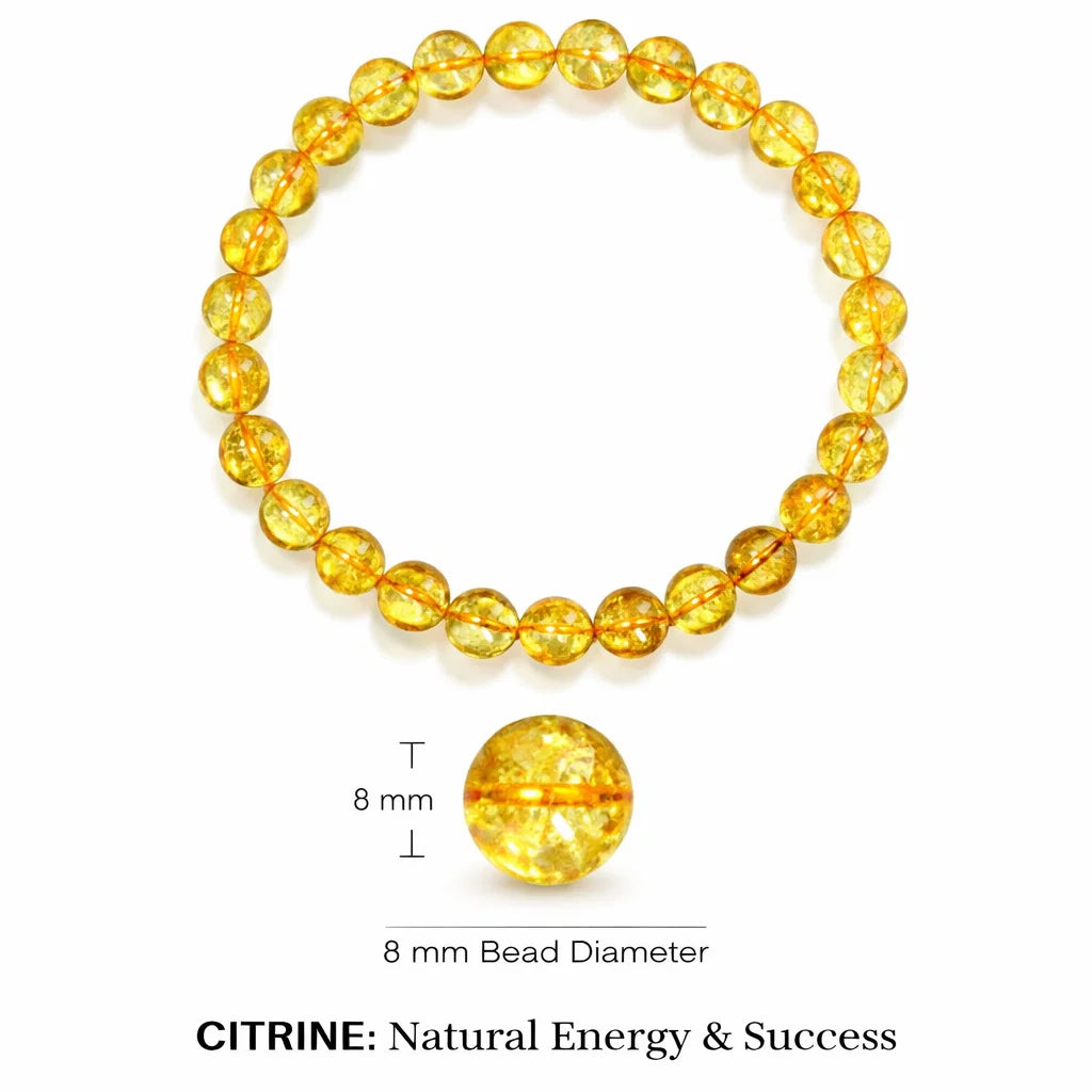 Hydro citrine crystal bracelet infographic summarising visible product features