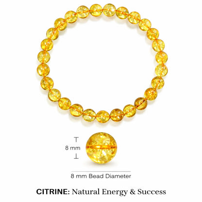 Hydro citrine crystal bracelet infographic summarising visible product features