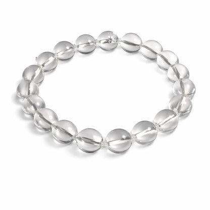 Natural clear quartz crystal bracelet– Vastu remedy in a close white-background bead view