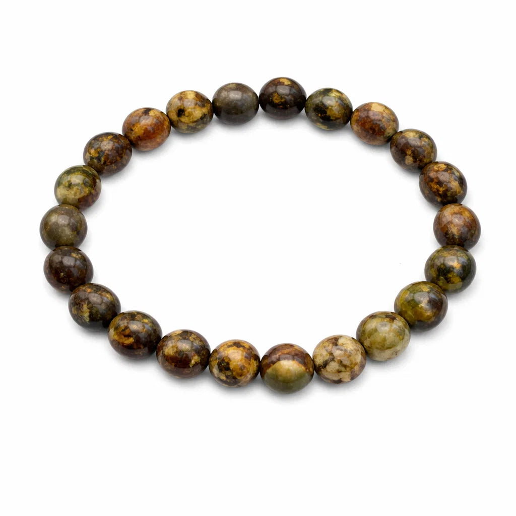 Natural fire agate crystal bracelet in a close white-background bead view