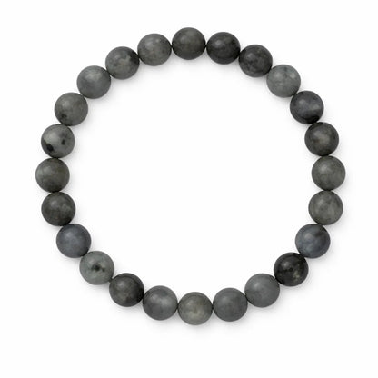 Natural labradorite crystal bracelet showing the bead colour and surface on white
