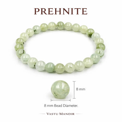 Natural prehnite crystal bracelet centred in a clean product photograph