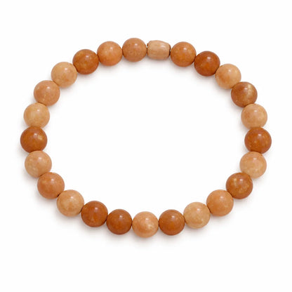 Sunstone bracelet shown in a low product view with an 8 mm bead marker