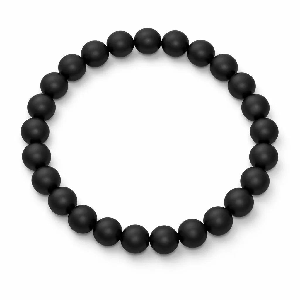 Natural shaligram crystal bracelet centred in a clean product photograph