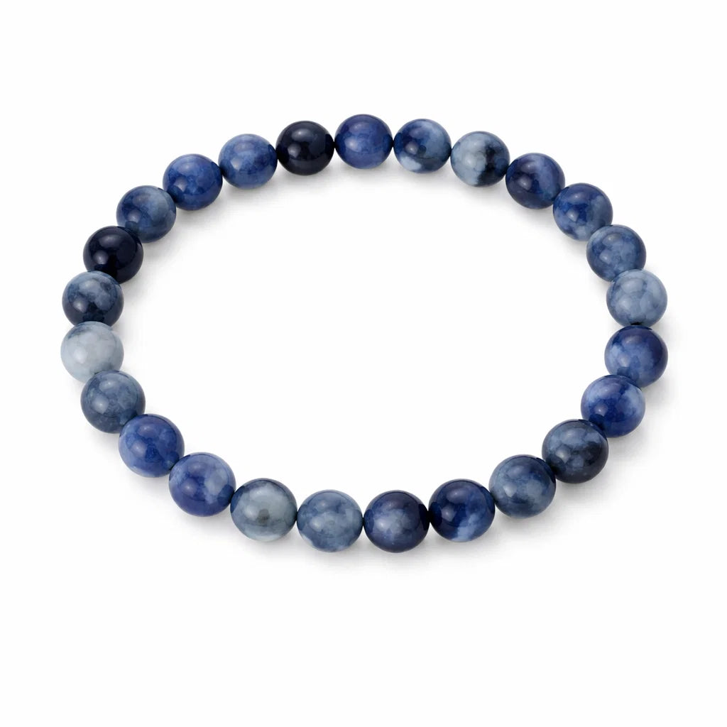 Natural sodalite crystal bracelet centred in a clean product photograph