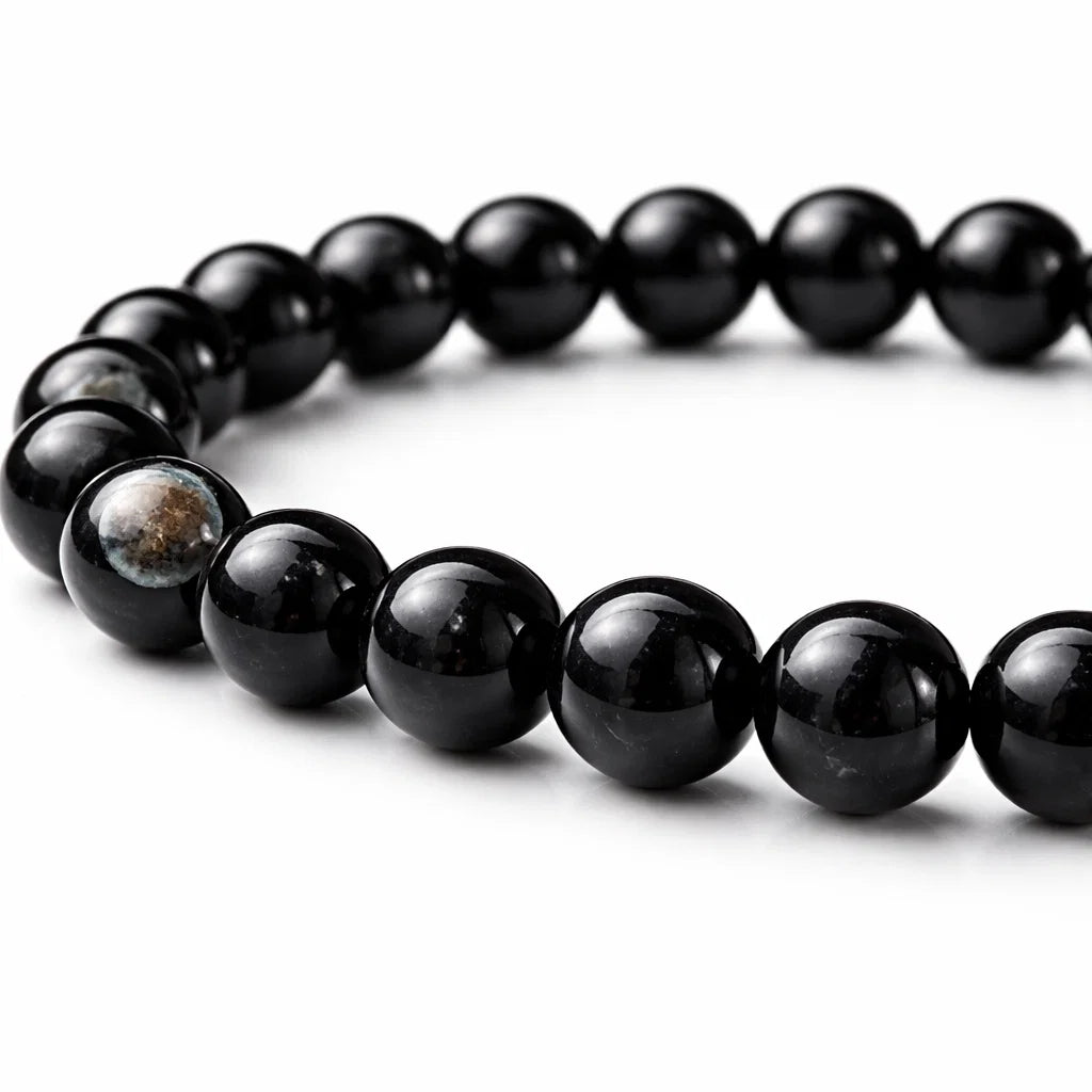 Natural sulemani hakik crystal bracelet in a close white-background bead view