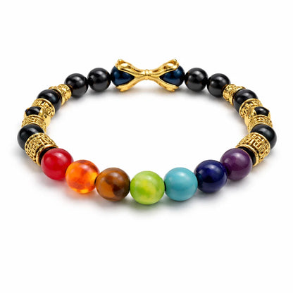 7 chakra destiny claw bracelet in a close white-background bead view