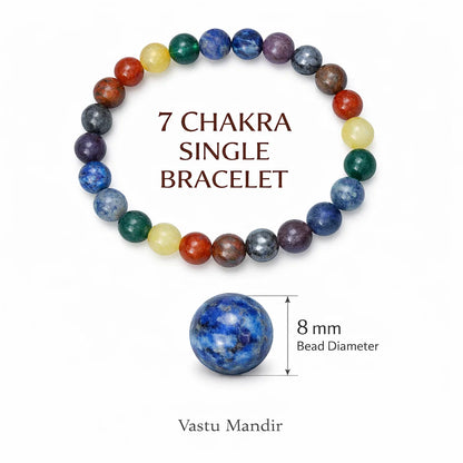 7 chakra crystal bracelet with round beads on a clean white background