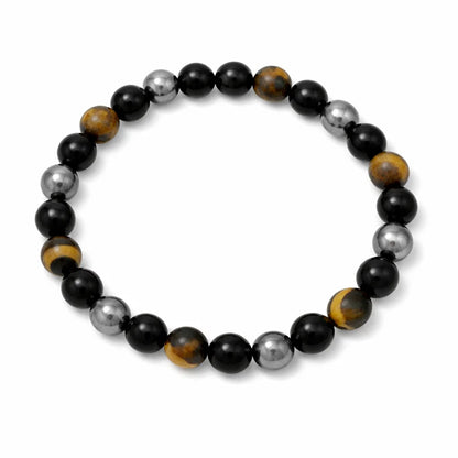 Three-stone crystal bracelet showing the bead colour and surface on white