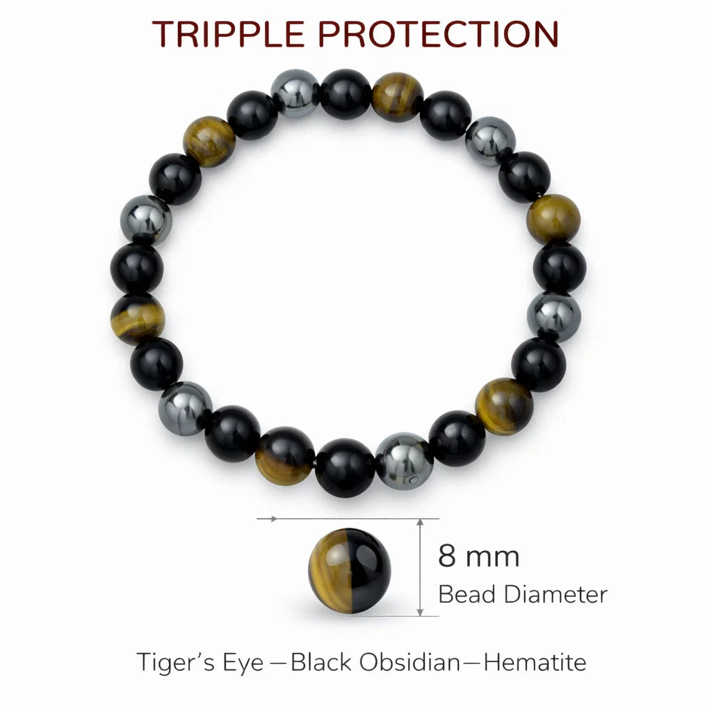 Three-stone crystal bracelet in a close white-background bead view
