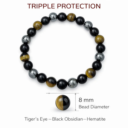 Three-stone crystal bracelet in a close white-background bead view