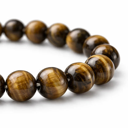 Natural tiger eye crystal bracelet in a close white-background bead view