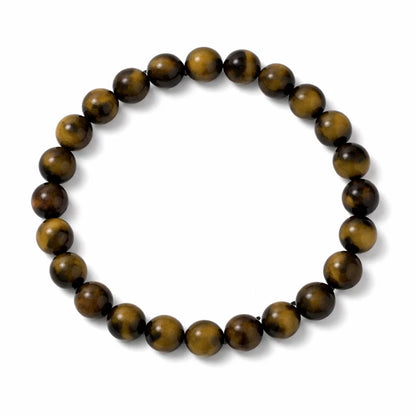 Natural tiger eye crystal bracelet centred in a clean product photograph