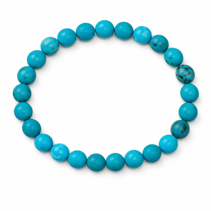 Natural turquoise/firoza crystal bracelet showing the bead colour and surface on white