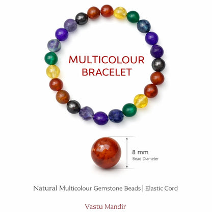 Multicolor agate crystal bracelet in a close white-background bead view