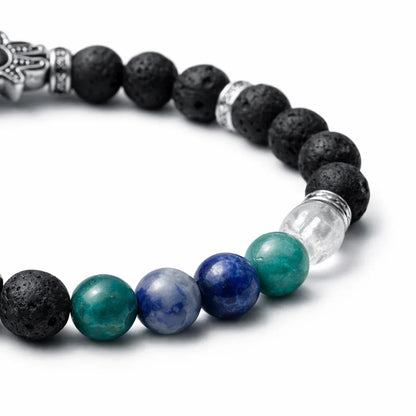 Multi-stone crystal bracelet in a close white-background bead view
