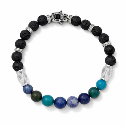 Multi-stone crystal bracelet centred in a clean product photograph