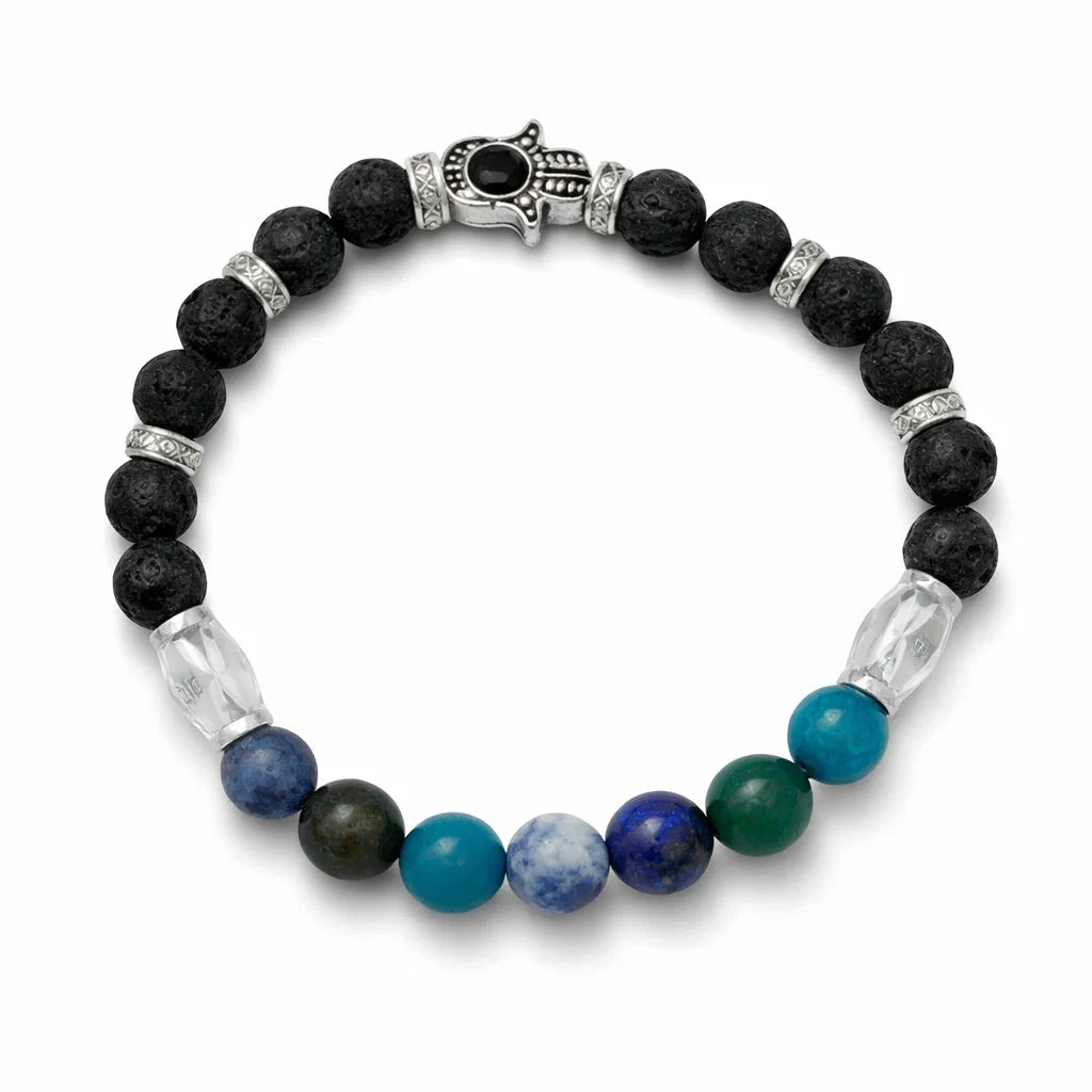 Multi-stone crystal bracelet showing the bead colour and surface on white