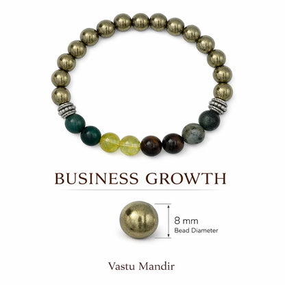 Pyrite multi-stone bracelet with round beads on a clean white background