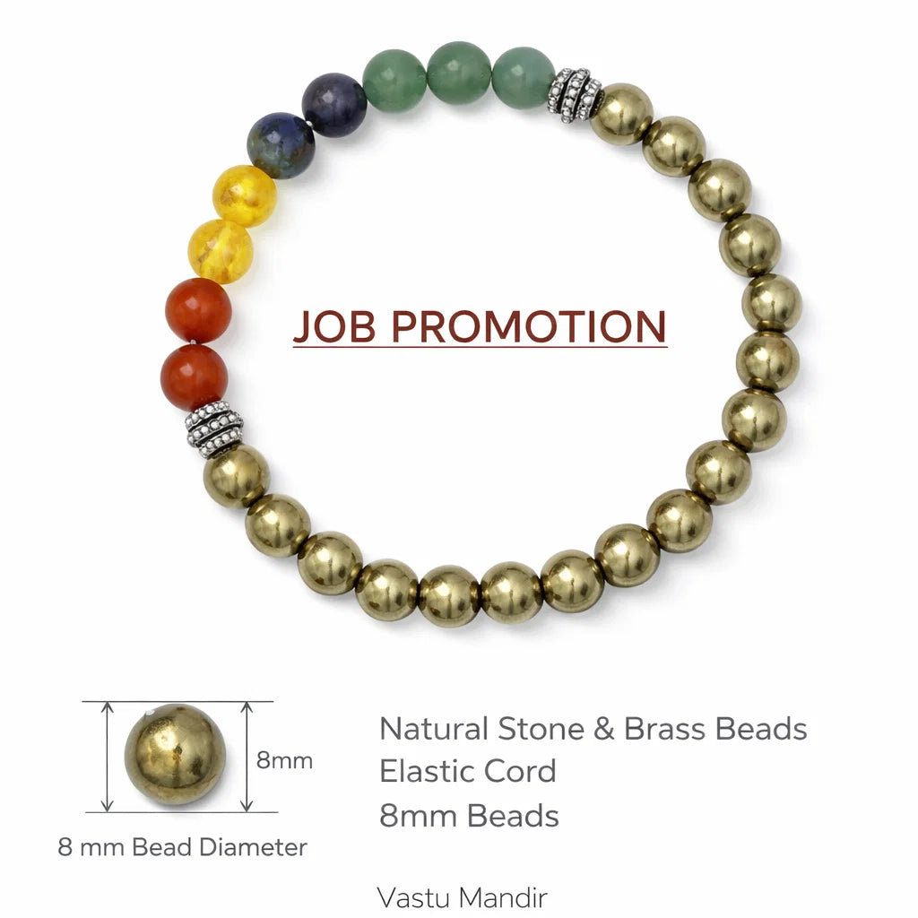 Job promotion crystal bracelet with round beads on a clean white background