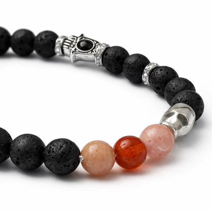Love attraction crystal bracelet in a close white-background bead view
