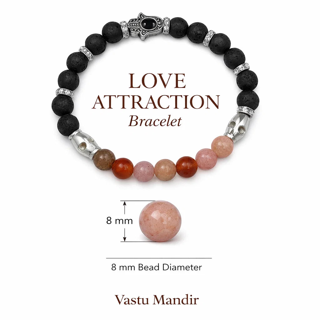 Love attraction crystal bracelet centred in a clean product photograph