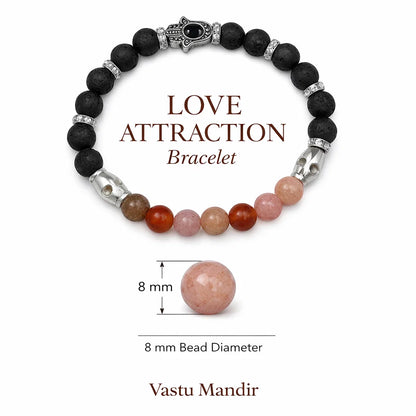 Love attraction crystal bracelet centred in a clean product photograph