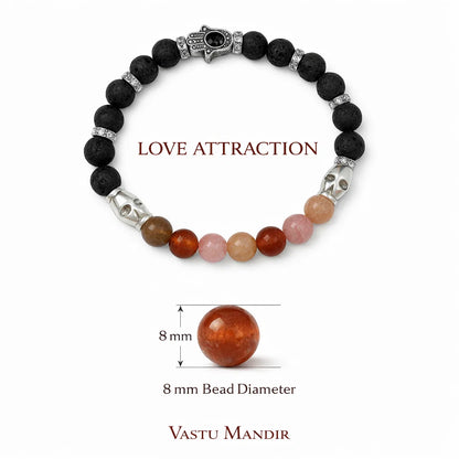 Love attraction crystal bracelet with round beads on a clean white background