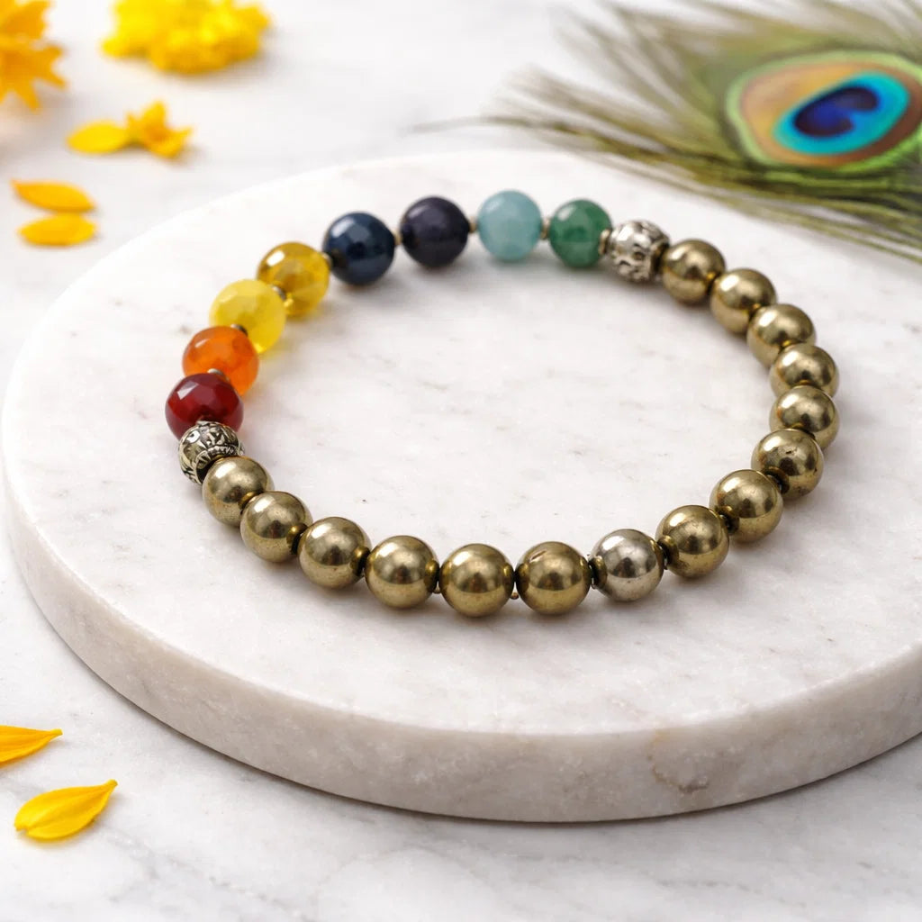 Job promotion crystal bracelet shown in a second hand-held product view