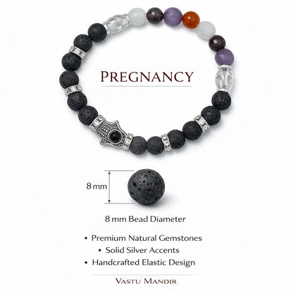 Fertility crystal bracelet with round beads on a clean white background