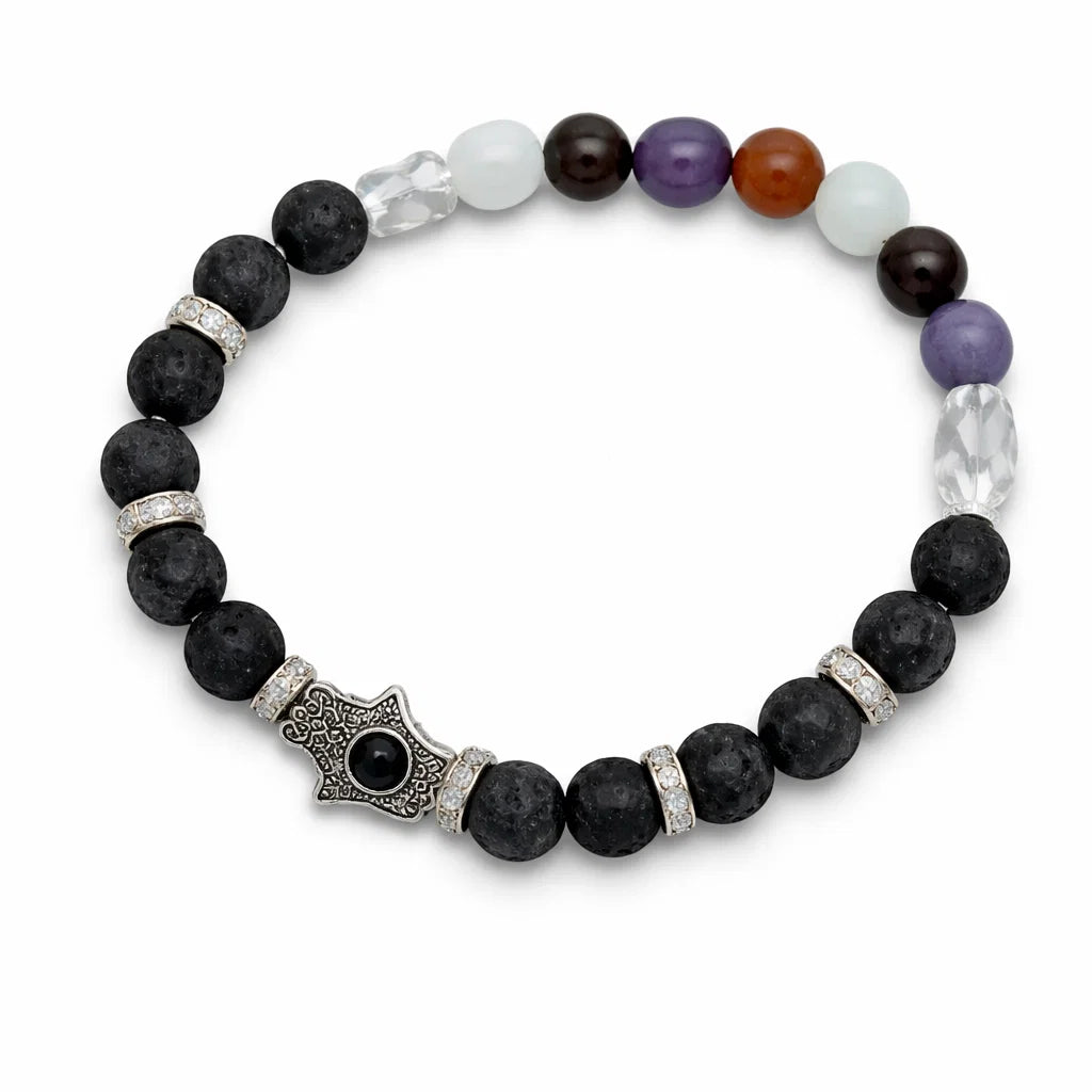 Fertility crystal bracelet in a close white-background bead view