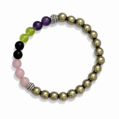 Skin radiance crystal bracelet in a close white-background bead view