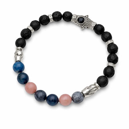Thyroid support crystal bracelet in a close white-background bead view