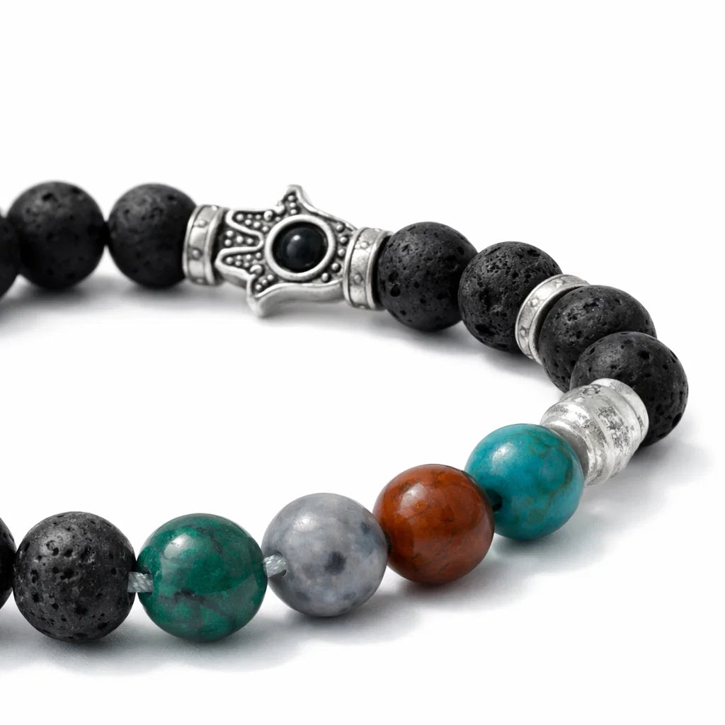 Apatite slimming crystal bracelet with round beads on a clean white background