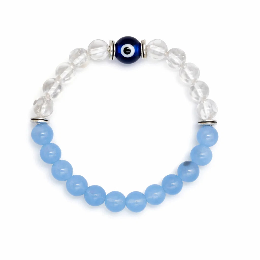 Aquarius birthstone crystal bracelet centred in a clean product photograph