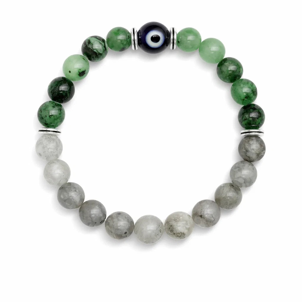 Aries zodiac crystal bracelet showing the bead colour and surface on white