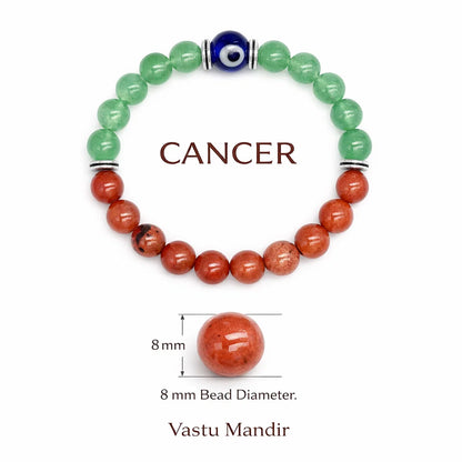 Cancer zodiac crystal bracelet in a close white-background bead view