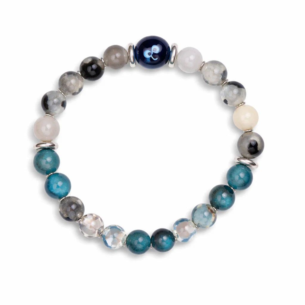Gemini zodiac crystal bracelet centred in a clean product photograph