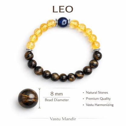 Leo zodiac crystal bracelet centred in a clean product photograph