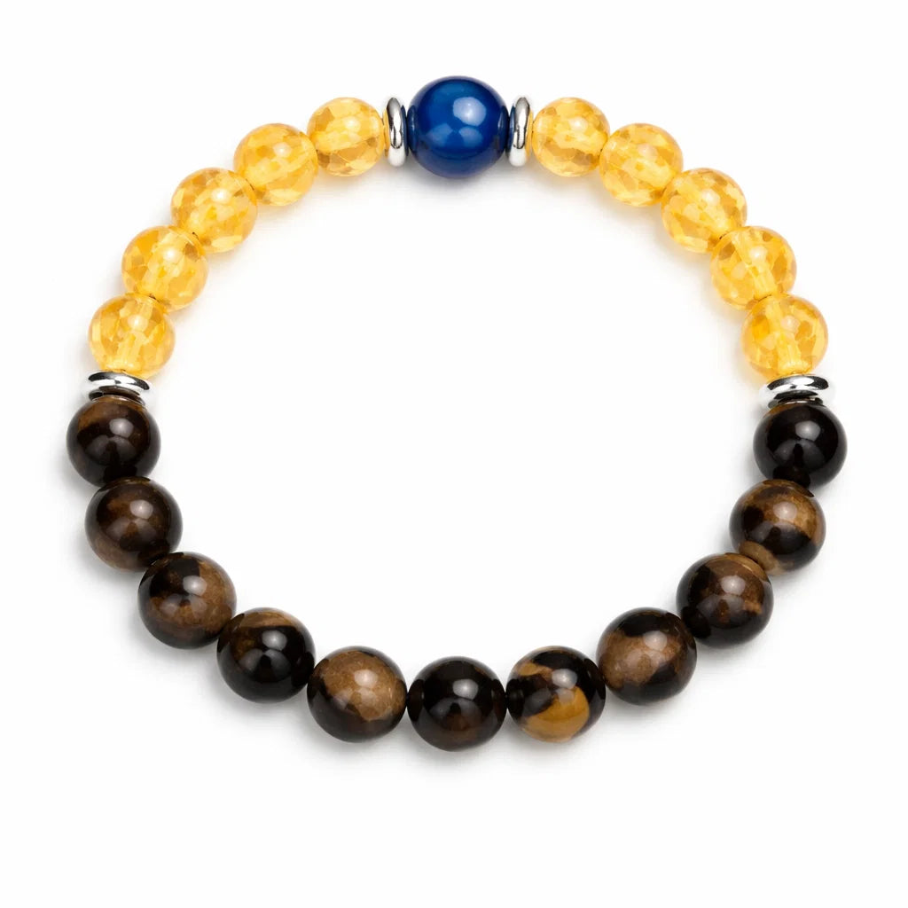 Leo zodiac bracelet shown in a complete circular view on white